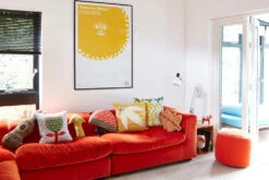 Donna Wilson Leaf Shaped Cushion - Brown 7 Donna Wilson Leaf Shaped Cushion - Brown -Happy Gift Store AW17 Homeware Gareth Hacker Red Sofa and Cushions 2 lores 1