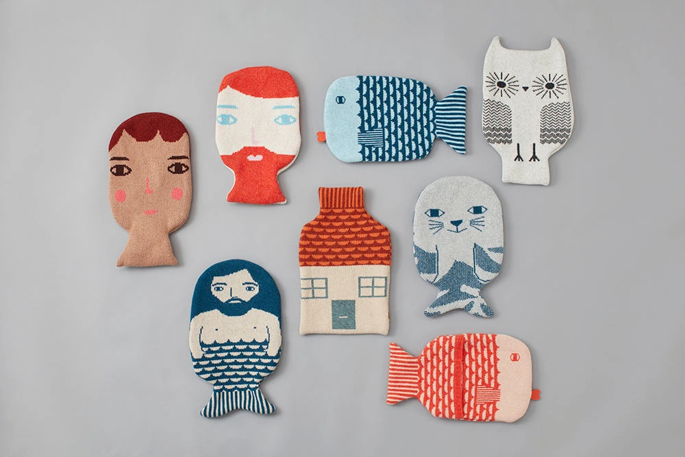 Donna Wilson Finn Hot Water Bottle - Blue 5 Donna Wilson Finn Hot Water Bottle - Blue - Image 3