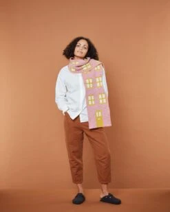 Donna Wilson House Shaped Scarf - Nougat 11 Donna Wilson House Shaped Scarf - Nougat -Happy Gift Store House Shaped Scarf Nougat 3 Donna Wilson