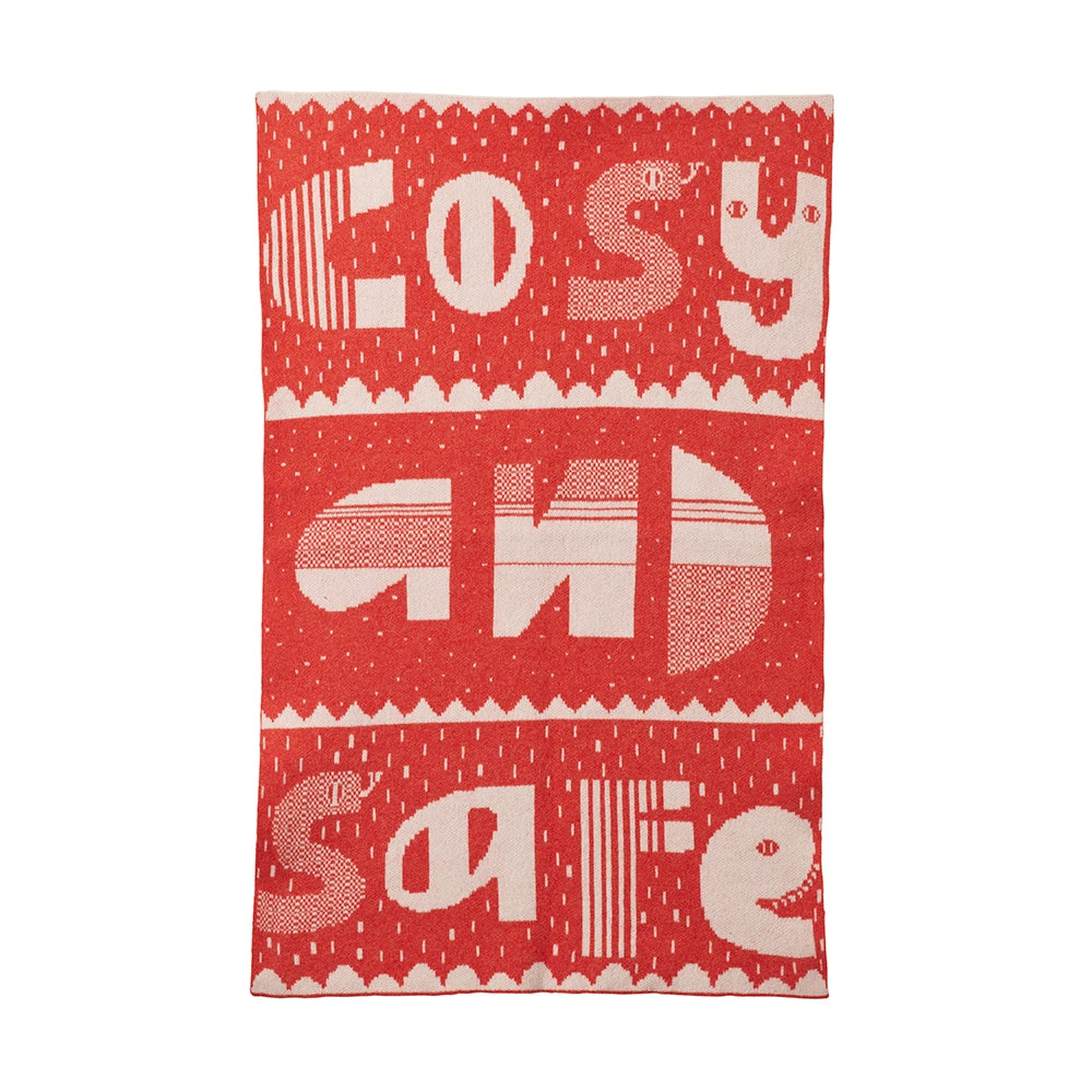 Donna Wilson Cosy And Safe Mini Blanket - Orange & White 3 Donna Wilson Cosy And Safe Mini Blanket - Orange & White