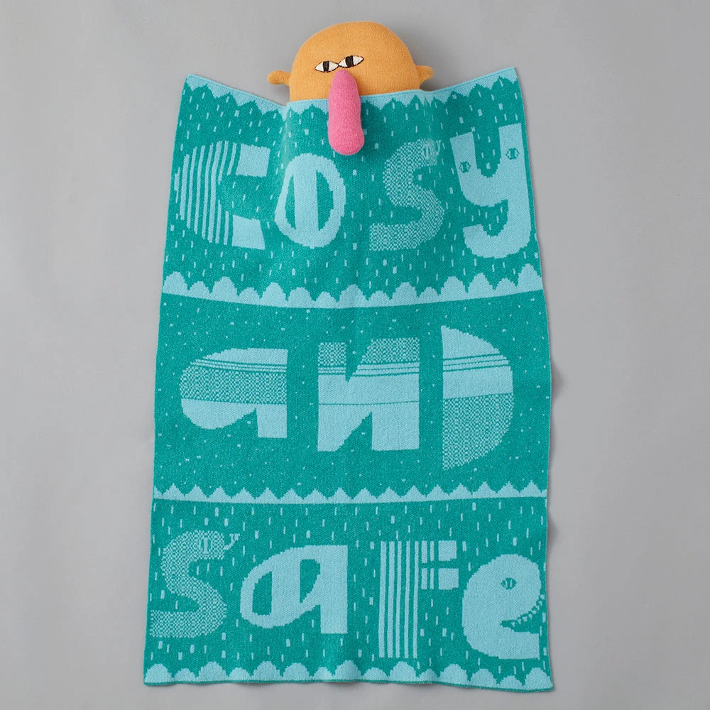 Donna Wilson Cosy And Safe Mini Blanket - Blue & Green 4 Donna Wilson Cosy And Safe Mini Blanket - Blue & Green - Image 2