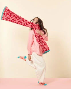 Donna Wilson Monoglyph Scarf - Lipstick 10 Donna Wilson Monoglyph Scarf - Lipstick -Happy Gift Store Scarf Monoglyph Blanket Scarf Lipstick 2